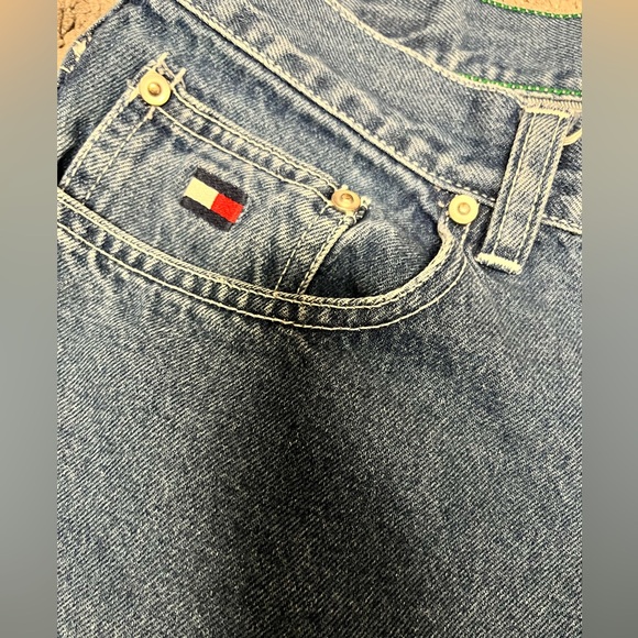 Vintage Y2K Tommy Hilfiger Relaxed Fit Blue Cargo Straight Baggy Jeans - Picture 3 of 9